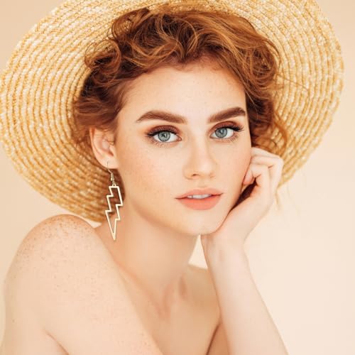 Lusofie Lightning Bolt Earrings 80s Punk Lightning Earrings Flash Thunder Hook Earrings Dangle Earrings for 80's Party4