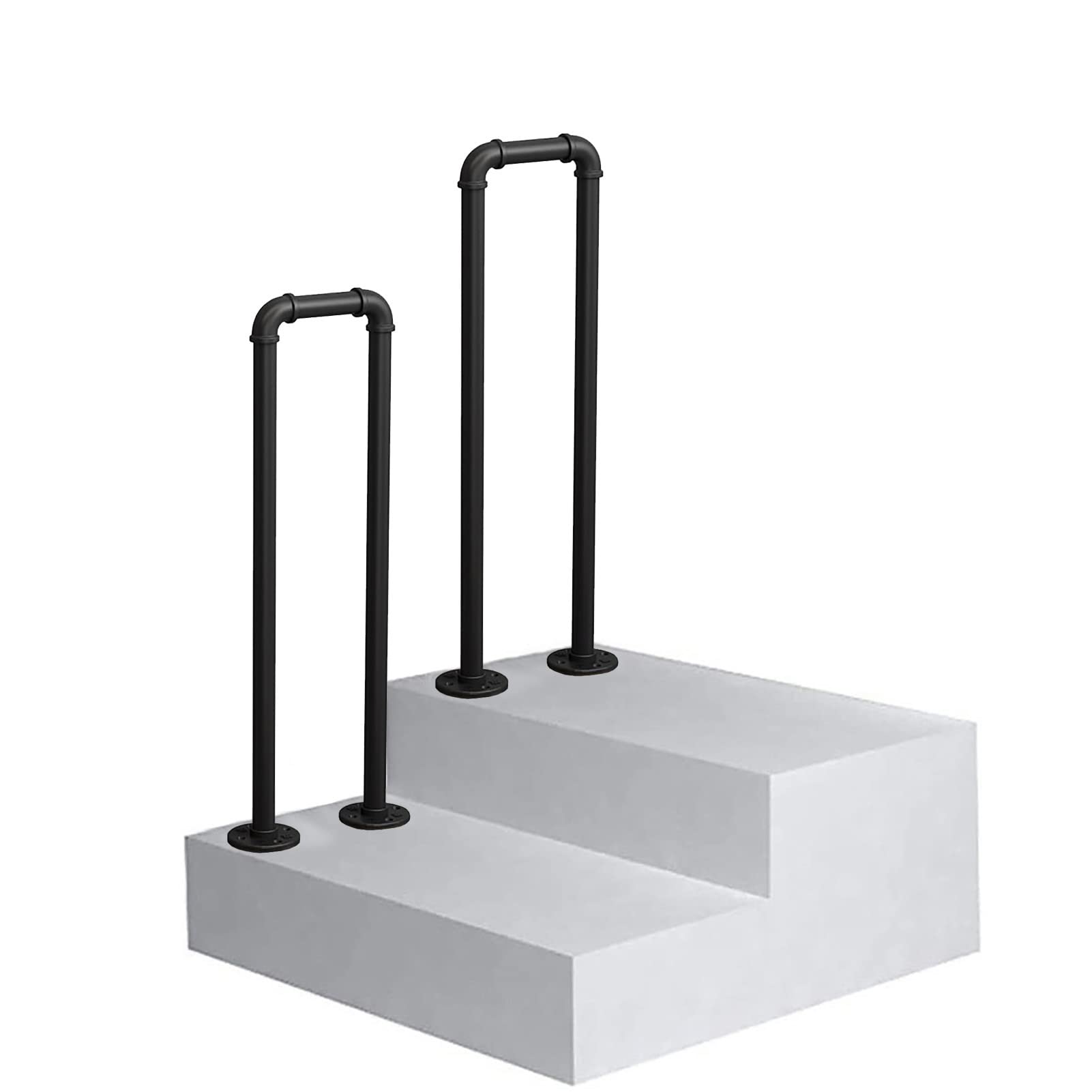 Rampe d'escalier pour terrasse en métal vintage au design noir mat raffiné