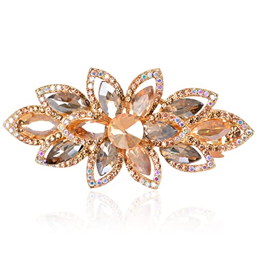 Sankuwen Floral Rhinestone Hairpin Luxury Crystal Flower Hair Barrette Clip