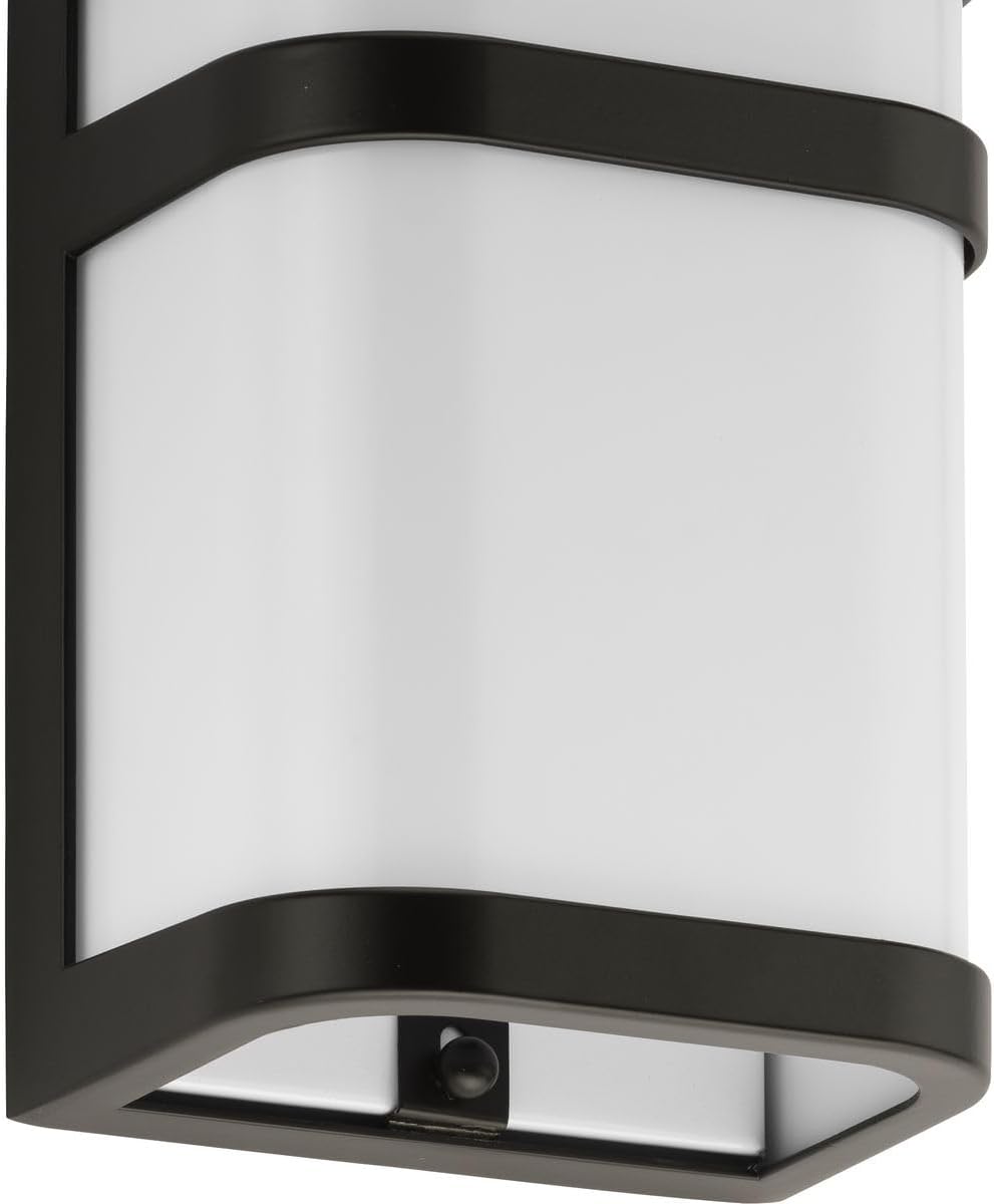 Progress Lighting Valera LED Collection 1-Light Matte White Acrylic Shade Modern Outdoor Small Wall Lantern Light Architectural Bronze