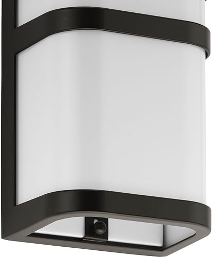 Miniatura 11 de Progress Lighting Valera LED Collection - Farol acrílico blanco mate con pantalla moderna para exteriores, pequeña pared, luz de bronce