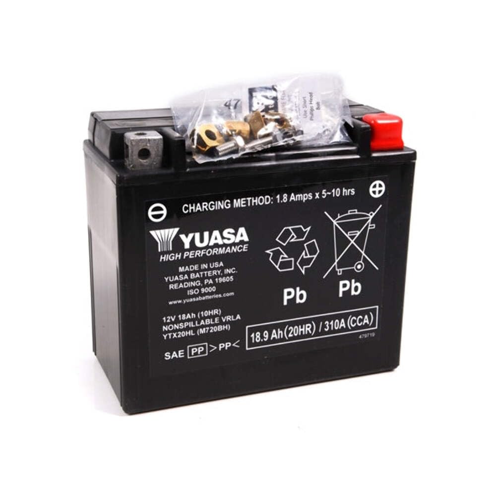 Yuasa YTX20HL 12 V 310 CCA ad alte prestazioni senza manutenzione AGM VRLA batteria per moto, nero