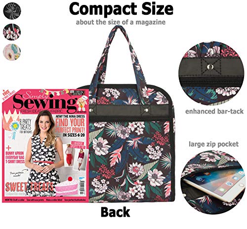 Image of PACMAXI Sewing Accessories Storage Bag, Knitting, Craft Tools | Roomy carry bag for sewing, knitting and craft tools. Multiple pockets. Tools not included.(Flower with Black Background)