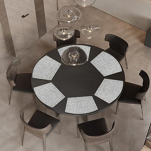homEdge PVC Placemat, Wedge Place Mats, Washable Vinyl Placemats, for Round Table Set of 4-White Gray, 18" x 12" - Image 3