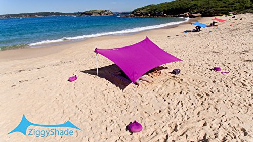 ZiggyShade Family Beach Sunshade – Lightweight Sun Shade Tent with Sandbag Anchors & 4 Free Pegs | UPF50+ UV Quality Lycra Fabric | Large & Portable | Canopy for Parks & Outdoor - Thumbnail 6