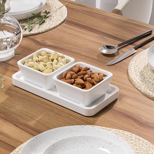 Image of Weenson Small Bathroom Vanity Tray for Countertop Makeup Perfume Jewelry Decor Candle Keys, Bamboo Kitchen Tray for Soap Dispenser Spice, Small White Toilet Tray for Sink7.9 L x 4 inch W x 0.79 inch H