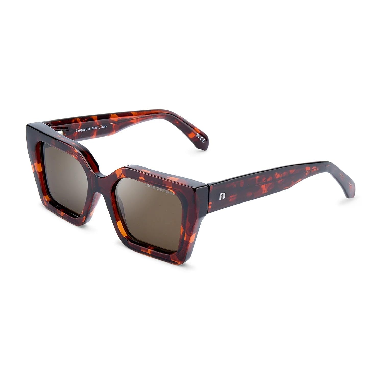 CLANDESTINE - Gafas de Sol Unisex - Colección Loop - Modelo Tremezzo - Montura de Acetato Color Habana - Lentes de Nylon Polarizado de Color Marrón - Protección UV 400