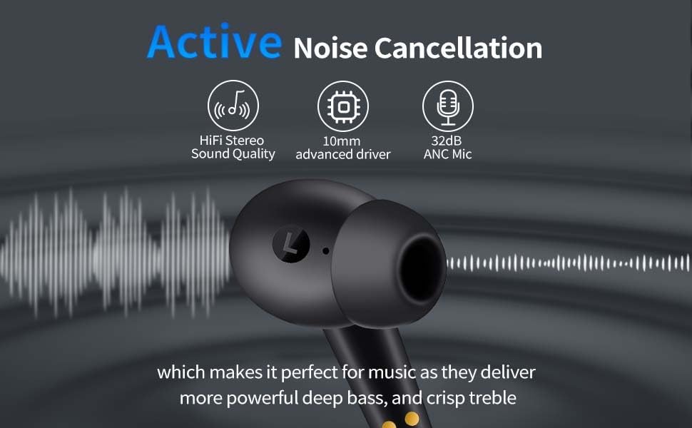 Image of Buds X ANC In Ear Earbuds With Mic, AI-ENC, Upto 24 Hrs Playtime, 10Mm Bass Drivers, Bluetooth 5.3, Voice Command, IPX4, Type-C, Fast Charging-(10 Min = 90 Min) Black