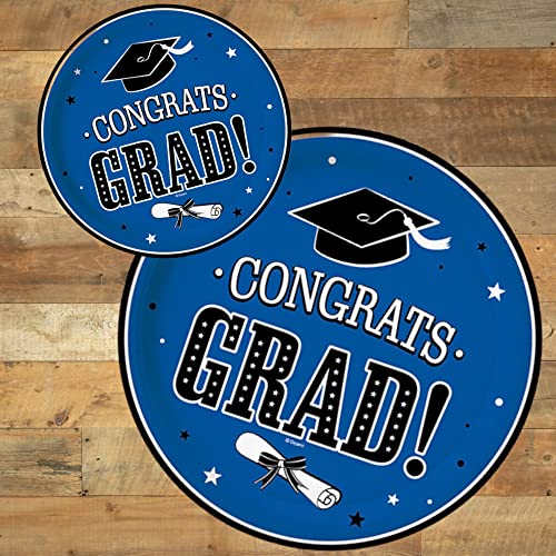 Oojami 80 Pcs Graduation Plates Includes 40 Dinner Plates And 40 Dessert Plates Graduation Party Supplies Class Of 2023 Dinnerware Decoration (Blue) #TOP4
