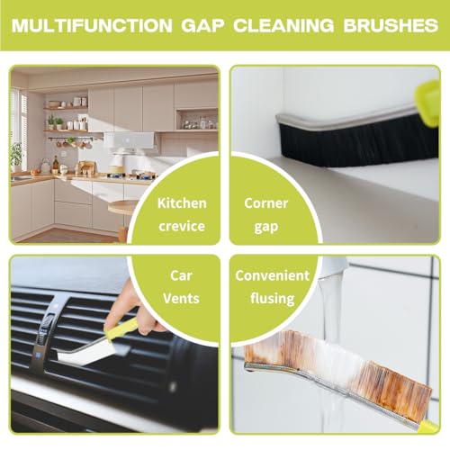 Image of Crevice Cleaning Brush for Home Kitchen Bathroom, PBT Hard Bristle Crevice Brushes for Gaps, and Corners, Toilet, Sink, Window, and Household Cleaning (2Pcs Black+1White)