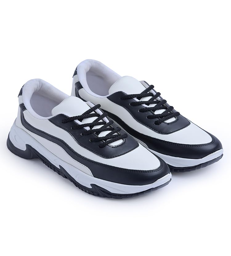 Image of JM LOOKS Women Lace-Up Sneakers Casual Shoes Monochrome Chunky Sneakers for Women & Girls