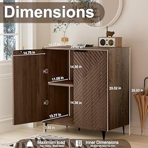 Sideboard cabinet buffet cabinet with storage accent cabinet fluted cabinet coffee bar cabinet for kitchen and dining room console cabinet entryway cabinet for living room brown  urban country home decor
