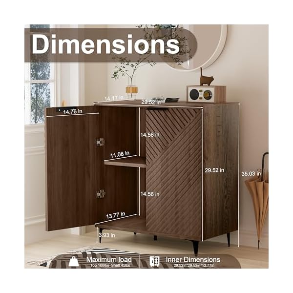Sideboard cabinet buffet cabinet with storage accent cabinet fluted cabinet coffee bar cabinet for kitchen and dining room console cabinet entryway cabinet for living room brown  urban country home decor