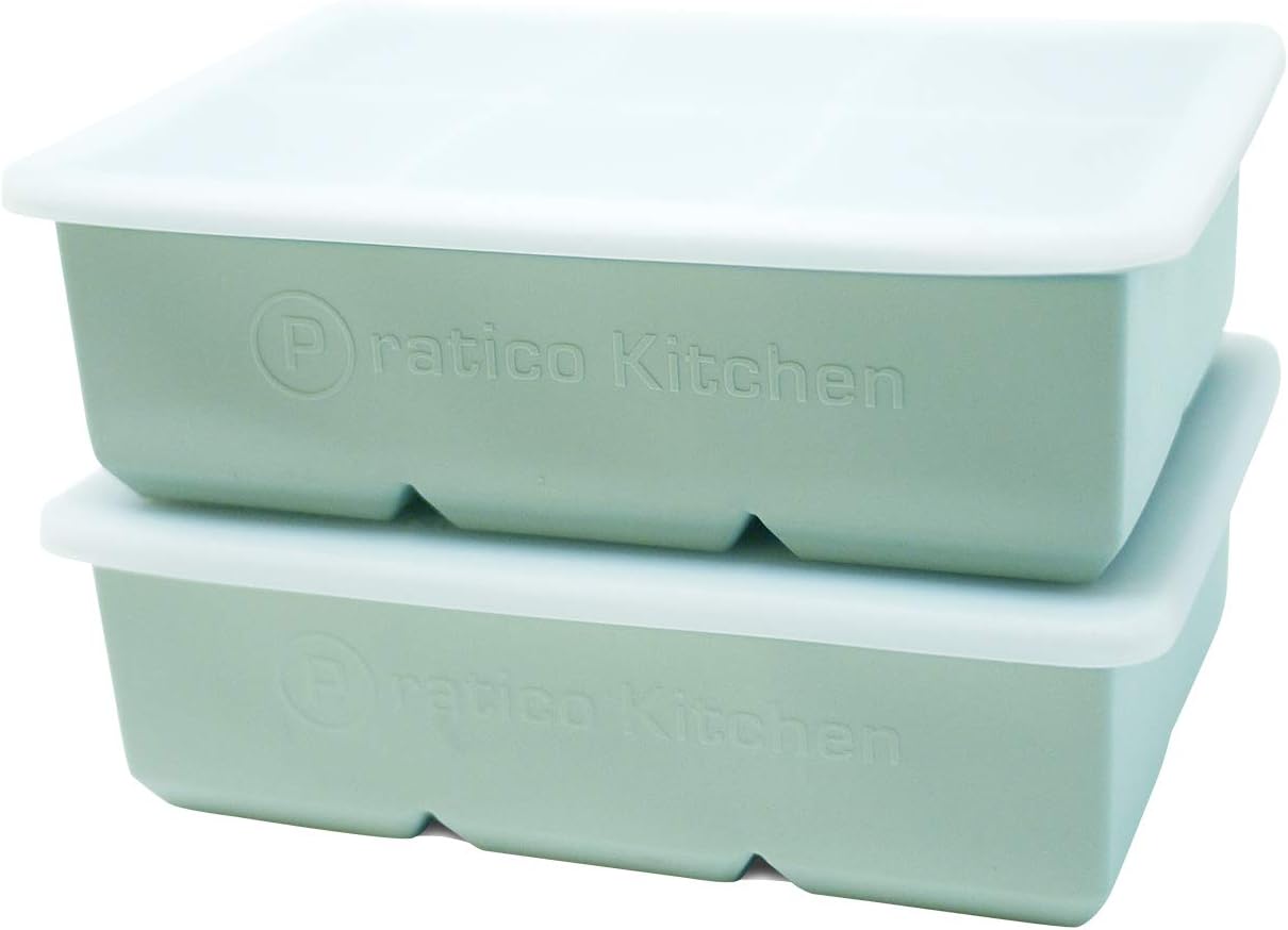 Large Ice Tray, 6 Big 2.25 inch Ice Cubes for Whiskey and Cocktails, 2 Pack with Lids