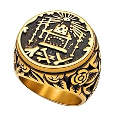 b: Round Masonic Ring-Gold