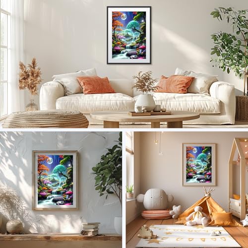 NAIMOER Landscape Diamond Painting Kits for Adults, DIY 5D Diamond Painting Tree and Waterfall, Full Drill Diamond Art Kits Perfect for Relaxation and Home Wall Decor 30x40cm - Image 2