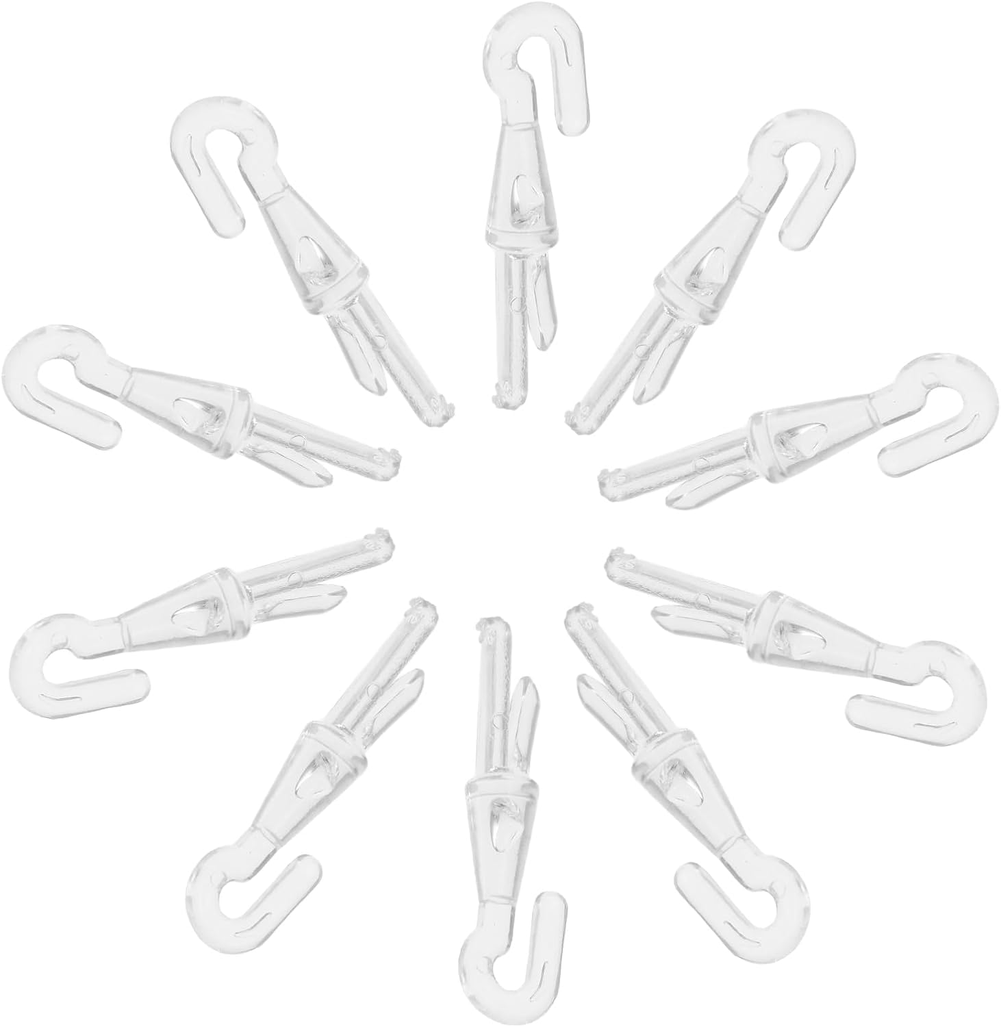 Mikikit 12pcs Blind Hooks: Transparent Alloy, POM Material, Over-the-rod Mount, Minimalist Style, Easy Install, Window Treatments