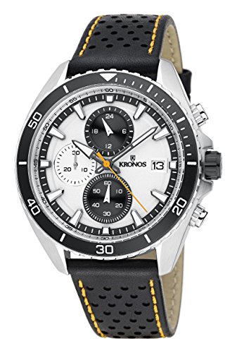 KRONOS - Sport Q Racing Chrono Silver K005.105 - Reloj de Caballero de Cuarzo, Correa de Piel, Color Esfera: Platead