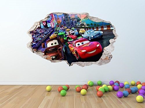 supreme vinyls CARS Movie BROKEN/SMASHED WALL Effect Wall Art Sticker *GIANT SIZES* - pw130 (GIANT 100 x 60 cm)