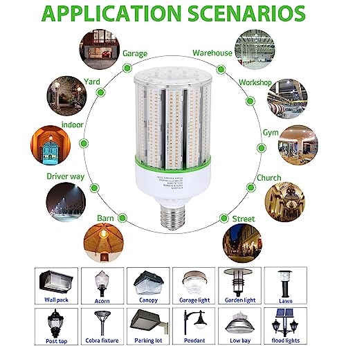 100W LED Corn Light Bulb 2Pack,400 Watt Metal Halide HID lamp Replacement,5000K E39 Mogul Base LED Bulb for Street and Area Lighting Bay Light Fixture Wearehouse Workshop Garage Gyms - Image 4