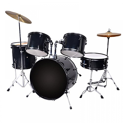 New Black Drum Set 5 PC Complete Adult Set Cymbals Full Size Adult