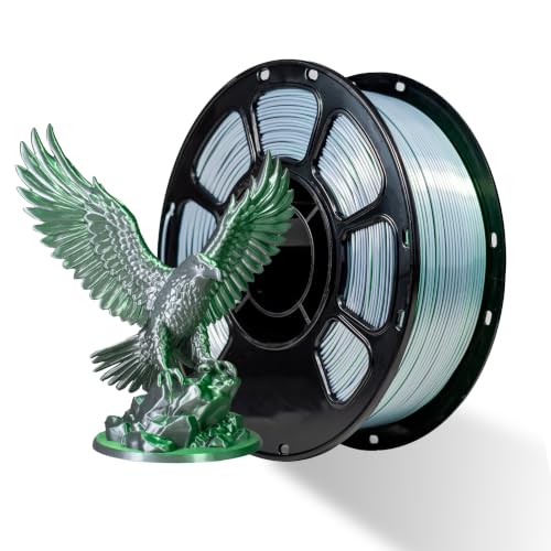 Image of iBOSS Silk Dual Color PLA Plus Filament 3D Printer 1.75mm + /- 0.02mm, Bicolor Filament Two Tone PLA 1KG(2.2lbs) Cardboard Spool, Fits for Most FDM 3D Printers, Silk Green Silver