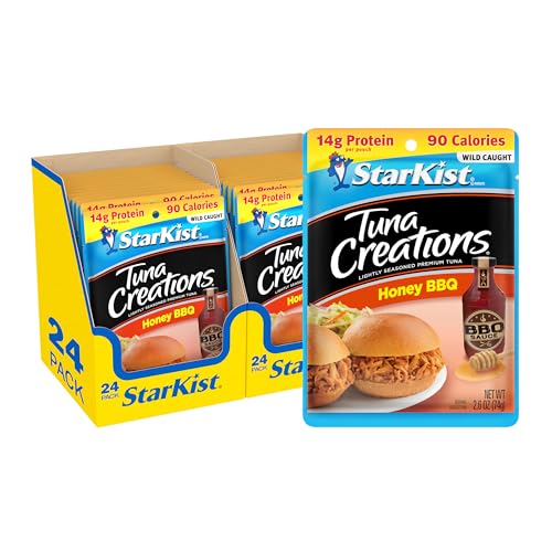 Image of StarKist Tuna Creations Honey BBQ, 2.6oz Pouch, 24-Pack | 14g Protein Per Serving, Wild Caught, Shelf Stable Seafood, Gluten Free, Soy Free, No Draining, Ready to Eat for Salads