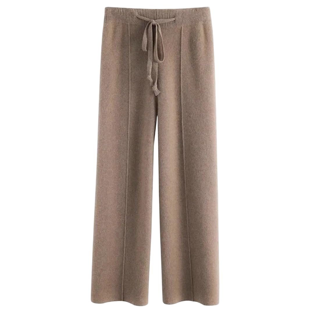 Womens Winter Knitted Wide Leg Soft High Waist Floor-Length Trousers Pants This Purple X-Large