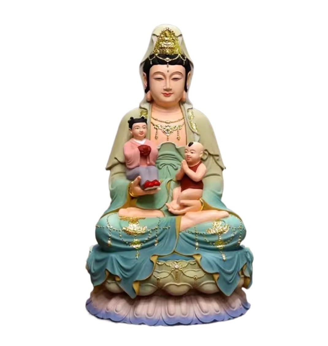 Budas Decorativos Buddha Estatua De Buda De Resina, Estatuas De Bodhisattva De Loto Sentado para Decoración del Hogar Escultura Adorno Artesanal(16in)