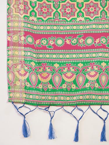 Image of SAREE MALL Women's Cotton Bandhani Printed Ready To Wear one Minute Saree With Unstitched Blouse