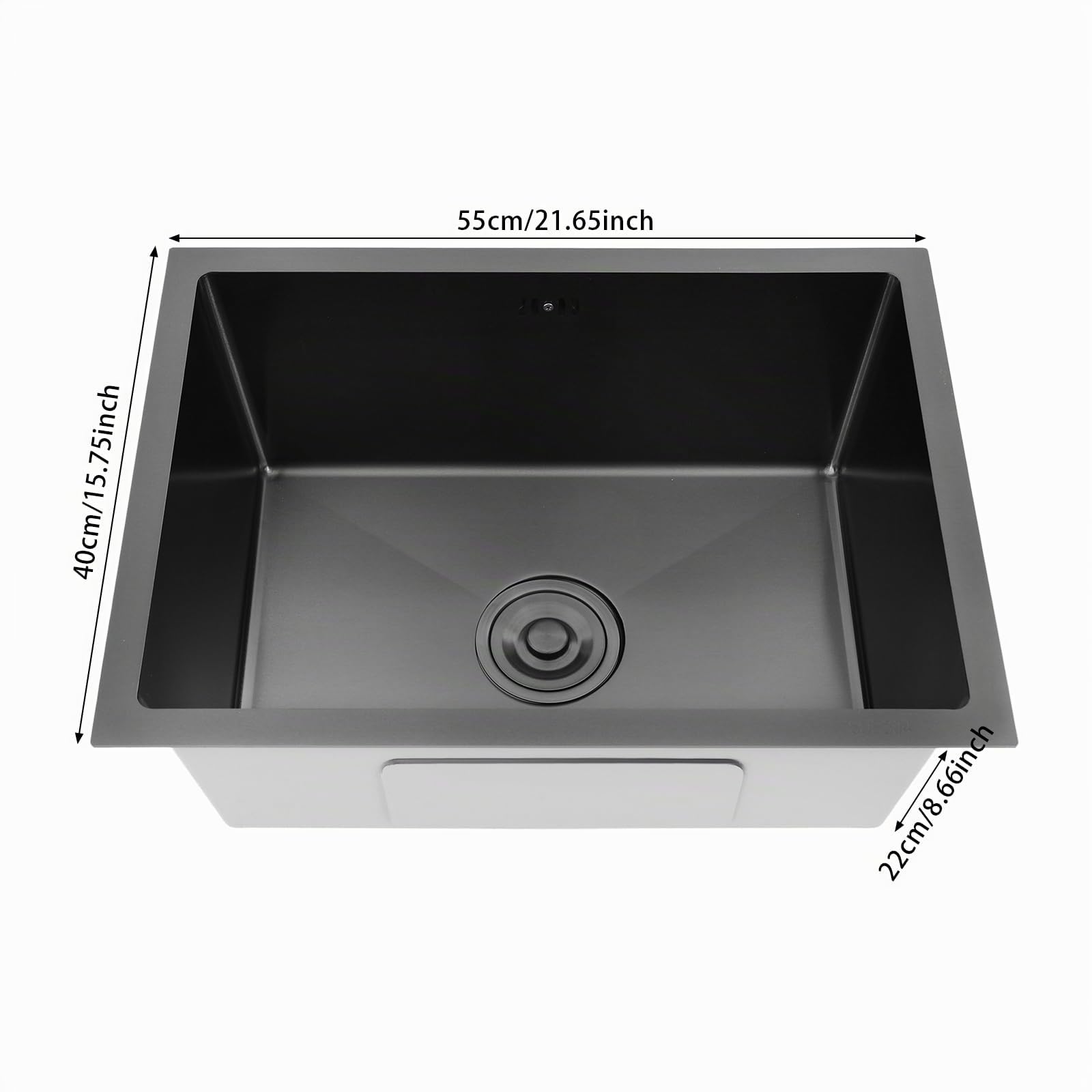 55 x 40 x 22 cm Fregadero de cocina rectangular,fregadero de cocina con sifón y grifo giratorio 360°,Fregadero empotrable de acero inoxidable,1 lavabo rectangular,Bajo Encimera o Sobre Encimera