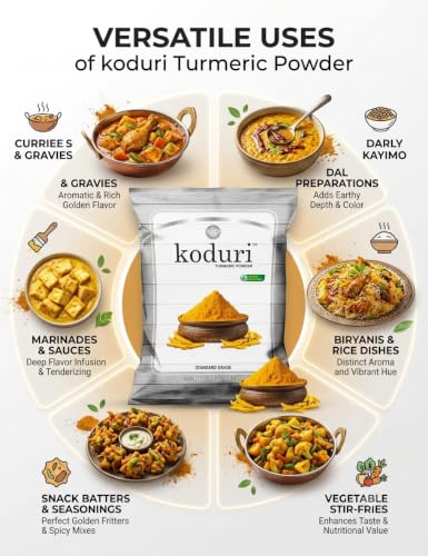 Image of KODURI Turmeric Powder & Pickle Chilli Powder Combo | Haldi and Lal Mirch Powder | Pasupu & Pachadi Kaaram | Finely Ground Spices - No Added Flavours, Colors or Preservatives - 1000 gm