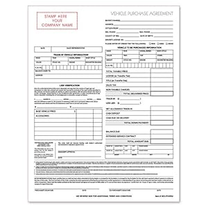 Used Vehicle Automotive Bill of Sale Purchase Agreement (3 Part)