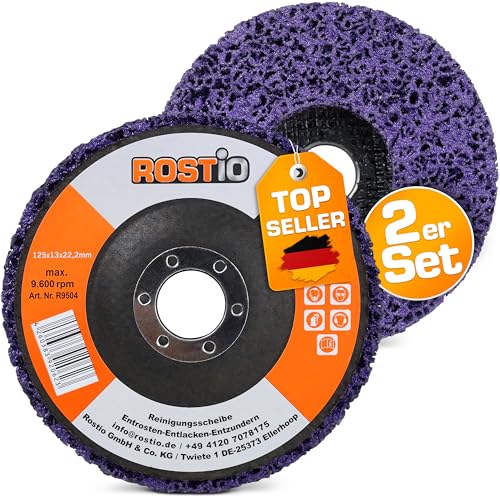 ROSTIO CSD-Scheibe 125 mm Lila – 2 Stück – Reinigungsscheibe aus hartem Schleifvlies für Winkelschleifer – gleichmäßiger Abtrag ohne Zusetzen – entfernt Rost, Lack & Zunder zuverlässig