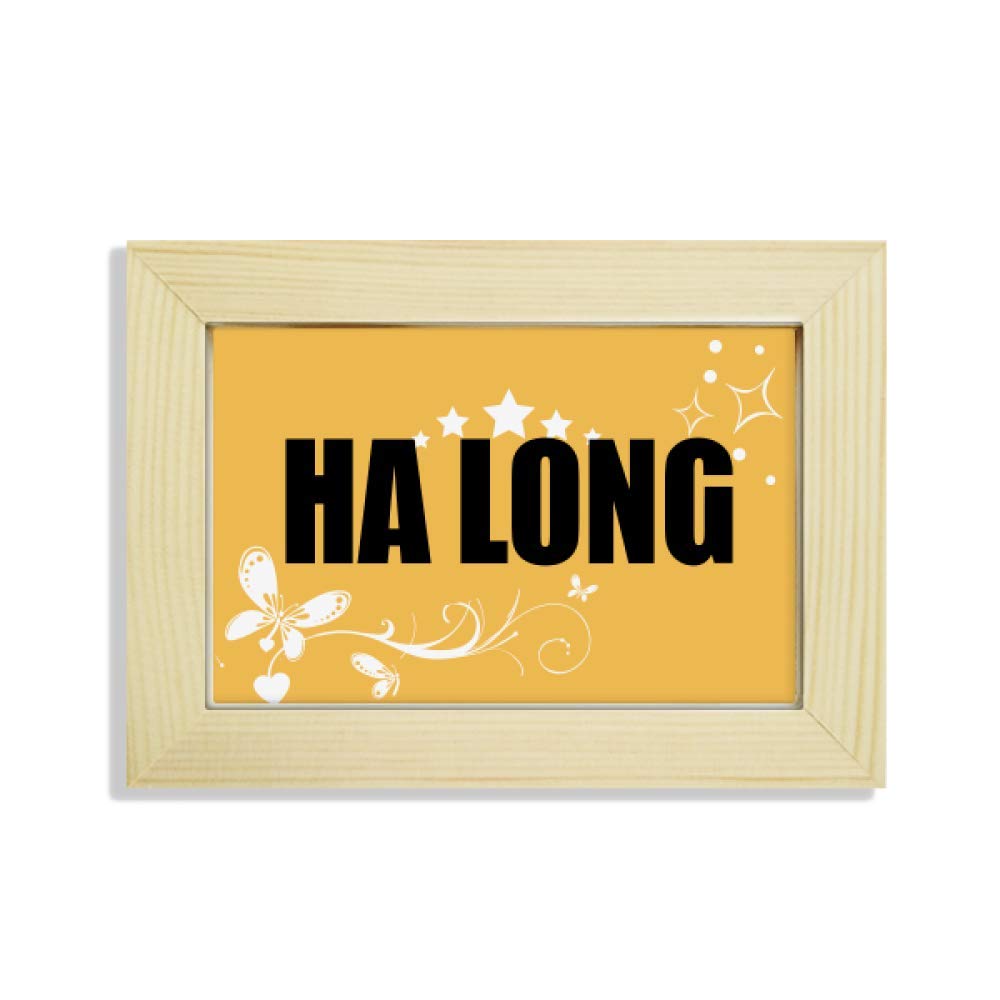 Marco de fotos de madera de Ha Long Vietnam pintura de flores para escritorios aburridos