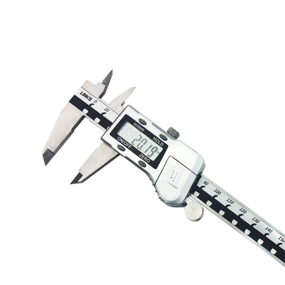 Suwmiarka elektroniczna z wyświetlaczem cyfrowym, suwmiarka cyfrowa 0-150 mm, pomiar ze stali nierdzewnej, elektroniczny głębokościomierz, narzędzia pomiarowe, kolor biał