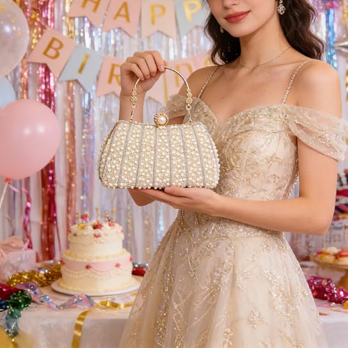 Image of Women's Evening Handbags Pearl Clutch Purse Beaded bag Bridal Clutch wedding Purse