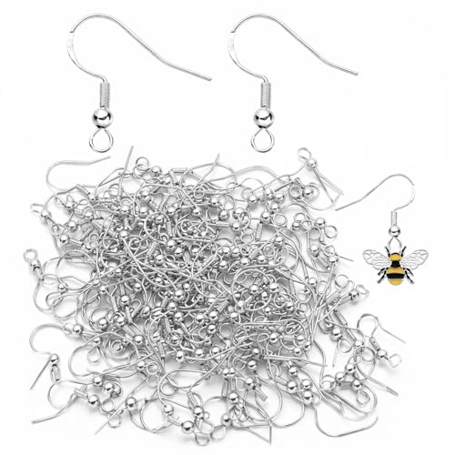 100 Pcs Silver Earring Hooks 925 Sterling Silver Ear Wires with Spring Ball DIY Jewelry Making Supplies for Earrings French Wire Earring Hooks Kit