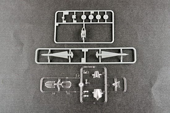 Plastic sprue with engine exhaust nozzles and other circular components for the Tu-128M model kit