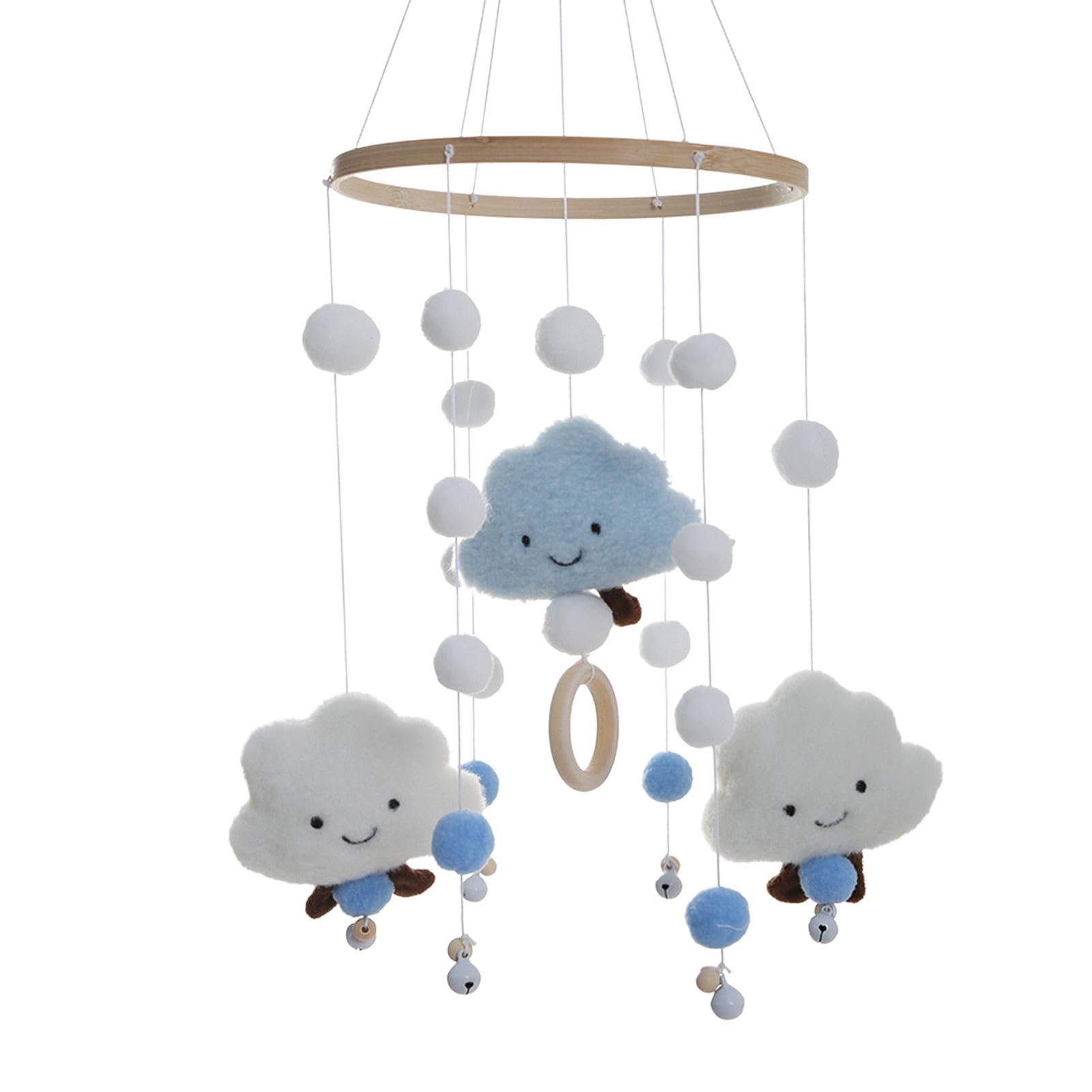 Baby Rotating Bed Mobile Wind Chime Rattle Toy New-Born Nursery Hanging Bed Bell Baby Cot Crib Mobile Baby Cot Toys Baby Musical Crib Mobile Bed Bell Toys Wooden Ornament for Baby Girls