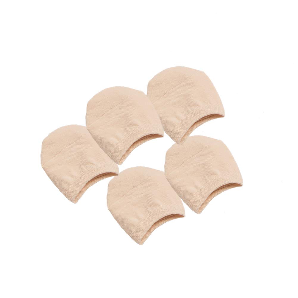 Whyme Women's Nude 5 Pairs Cotton Toe Topper No Show Invisible Half Liner Socks For High Heels (Nude)
