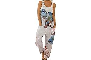 Zenfuly Women's Casual Sleeveless Jumpsuits Loose Lightweight Baggy Suspender Linen Overalls Strap...