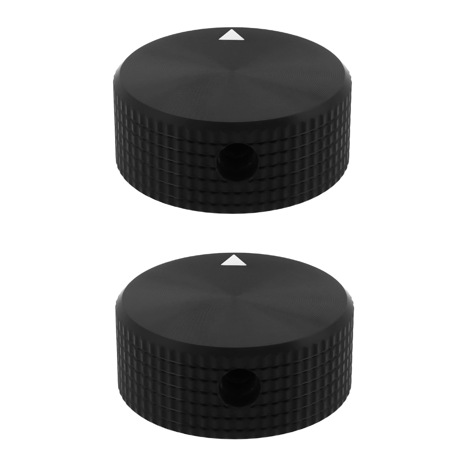 EMSea 2pcs 25x10mm Black Knurled Control Knob 6mm Round Hole Aluminium for Potentiometer