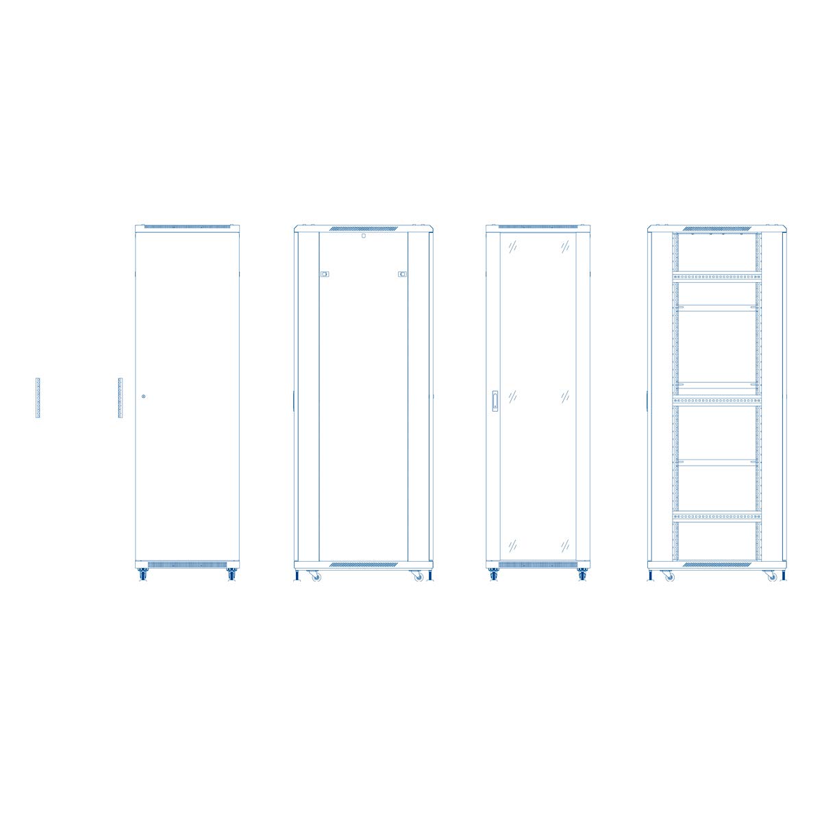 Aiten Data Armario Rack Suelo 19" 42U 800 x 1000 x 2060 mm Montado con Accesorios: 2 Bandejas Fijas, 4 Ventiladores 120 mm, 1 PDU con 8 Puertos de 1U, Patas, Ruedas y Llaves