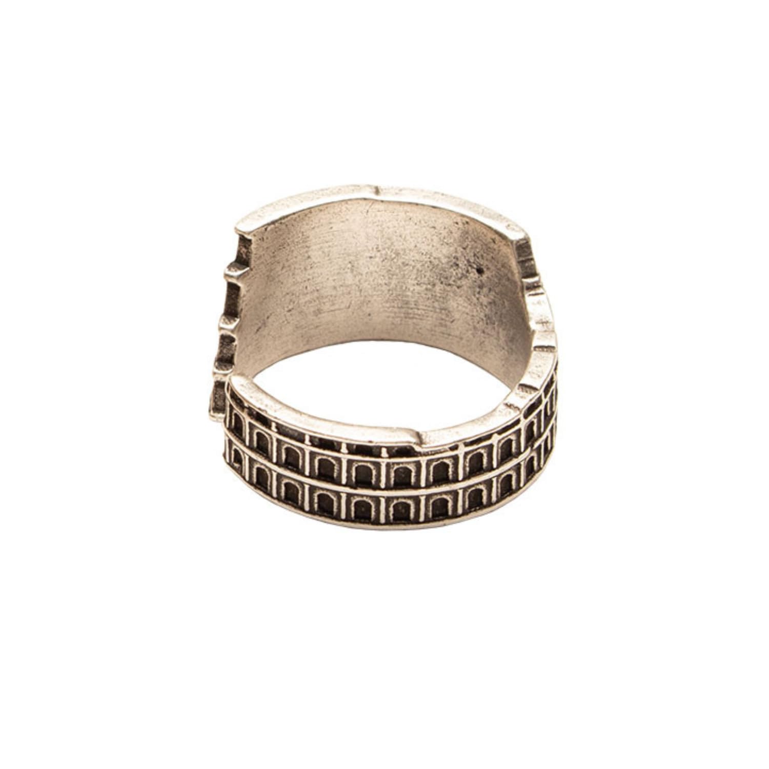 Anillo Coliseo Romano - Chapado en Plata Antigua - Ajustable, Metal, Sin piedras preciosas 5