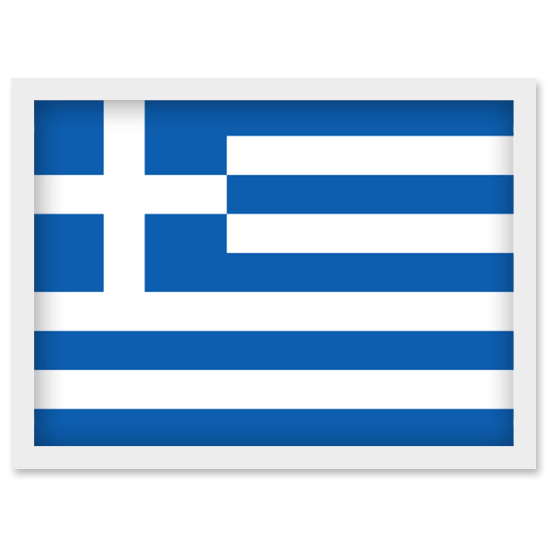 Artery8 Greece National Flag Patriotic Vexillology World Flags Country Region Poster Artwork Framed Wall Art Print A4