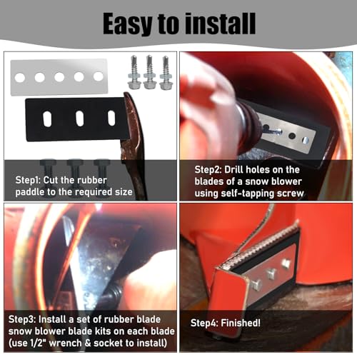 NNG 3/8" 304 Stainless Snow Blower Impeller Modification Kit, 3 Pack Rubber Blade Snow Blower Universal for Modifies 2-Stage Machine