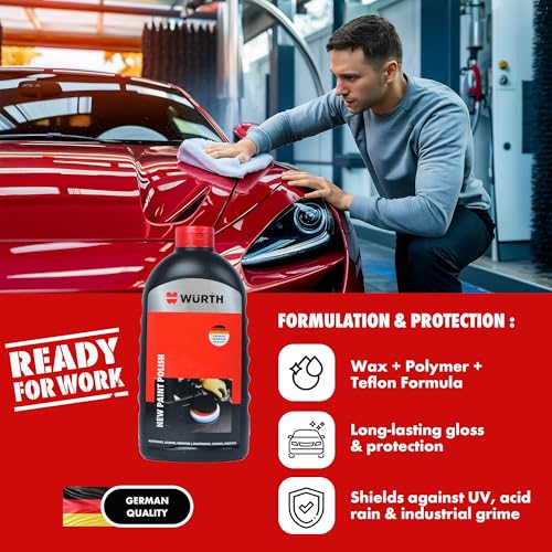 Image of Wuerth New Paint Polish - 1L | High Gloss Polish for New Uni & Metallic Paints | German Engineered | Removes Light Scratches, Tar & Contaminants | Long-Lasting Protection