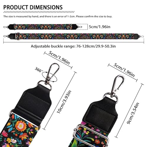 Image of TODIYADDU Art Plant Flower Purse Straps Replacement Crossbody Fashion Bag Strap Women Wide Purse Strap Crossbody Long Wallet Strap Suitable for Gifts Sports Easter for Handbags Guitar Bags Wallets