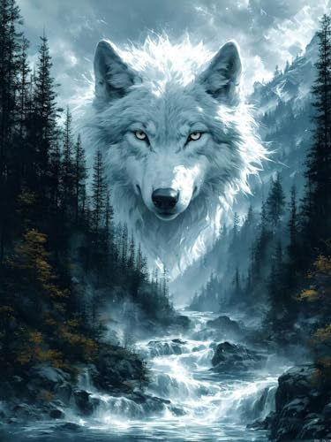 Diamond painting loup Dooqon toile 5D anti-stress grand format pour adulte